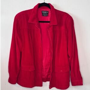 Vintage George Masket Corduroy Jacket Womens Size 14 Red Zip Front Shoulder Pads